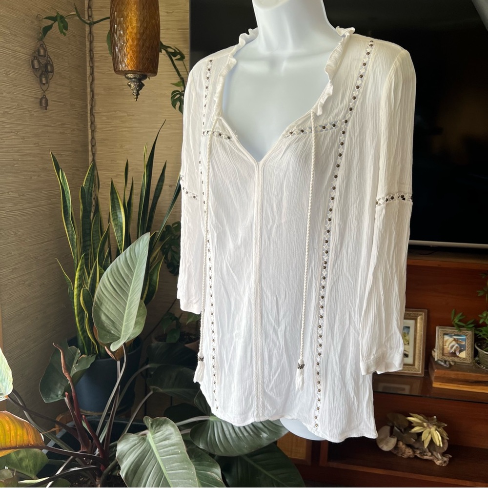 White Women's Top with Embellishments